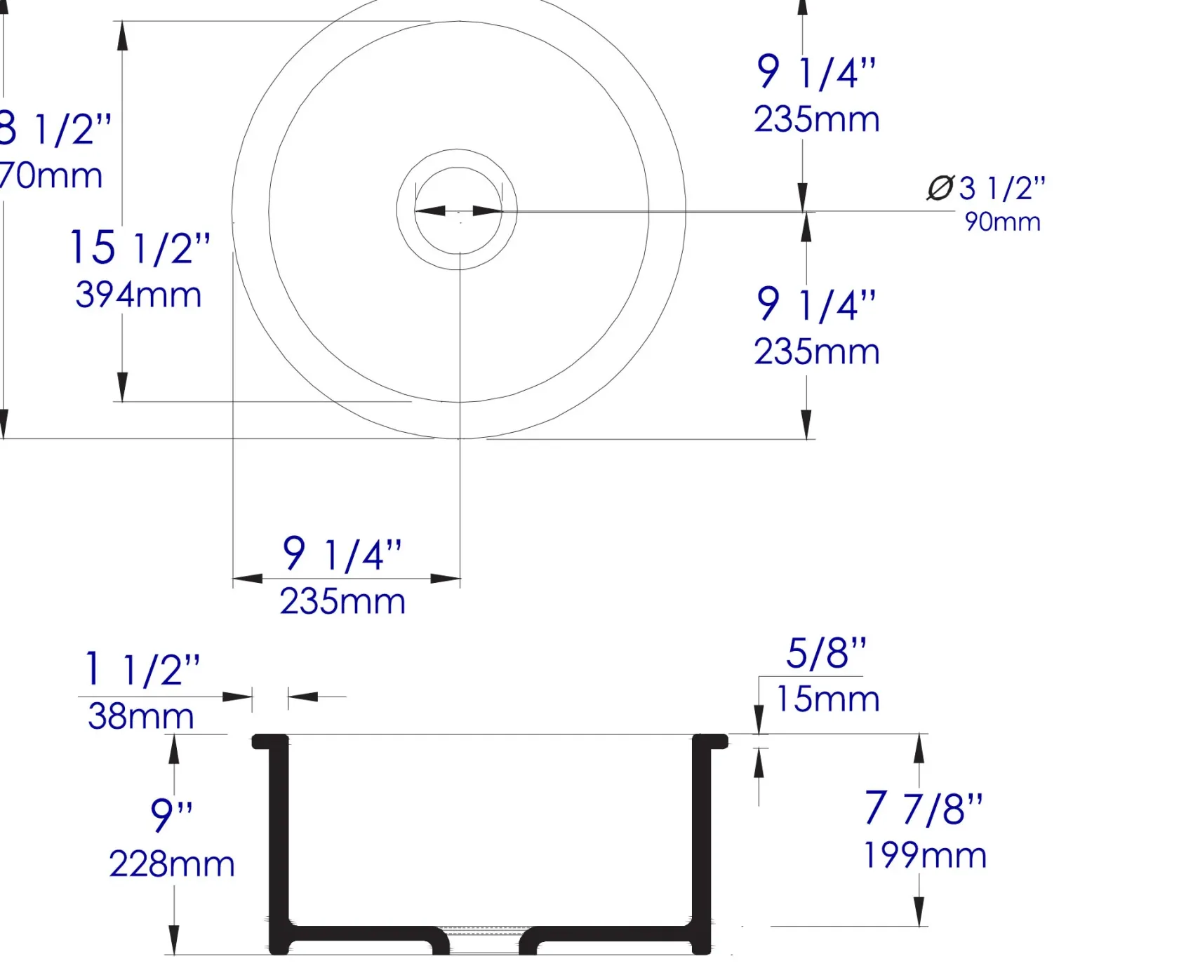 ALFI brand 19" Round Fireclay Bar/Prep Sink, Gray Matte, ABF1818R-GM