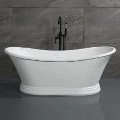 ALFI brand 63" Solid Surface Resin Free Standing Oval Bathtub, White Matte, AB9950