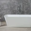 ALFI brand 68" Solid Surface Smooth Resin Free Standing Rectangle Soaking Bathtub, White Matte, AB9952