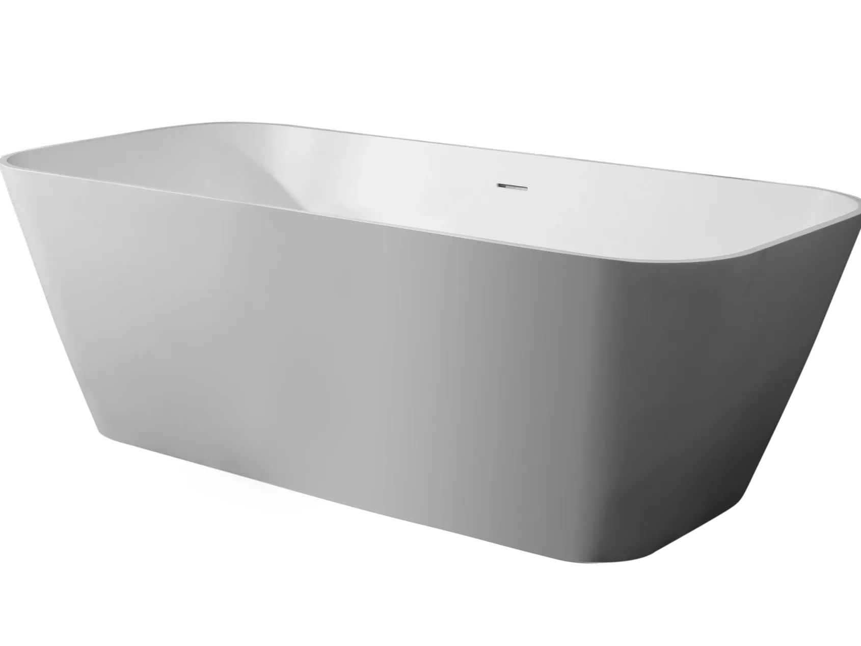 ALFI brand 68" Solid Surface Smooth Resin Free Standing Rectangle Soaking Bathtub, White Matte, AB9952