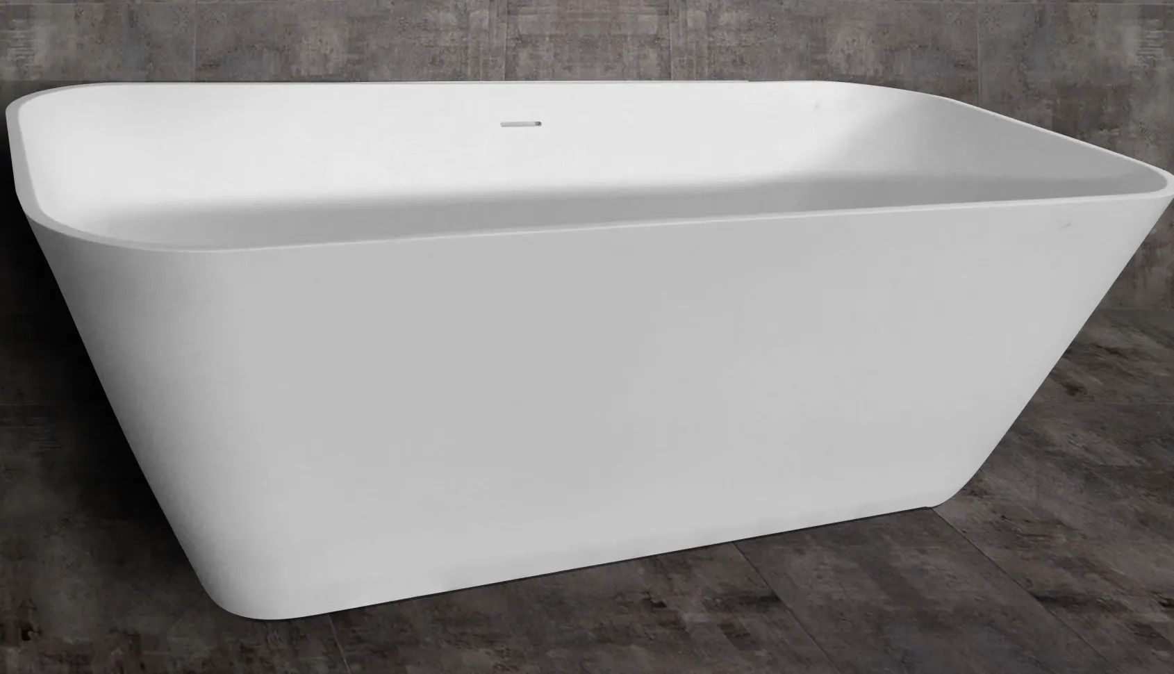 ALFI brand 68" Solid Surface Smooth Resin Free Standing Rectangle Soaking Bathtub, White Matte, AB9952