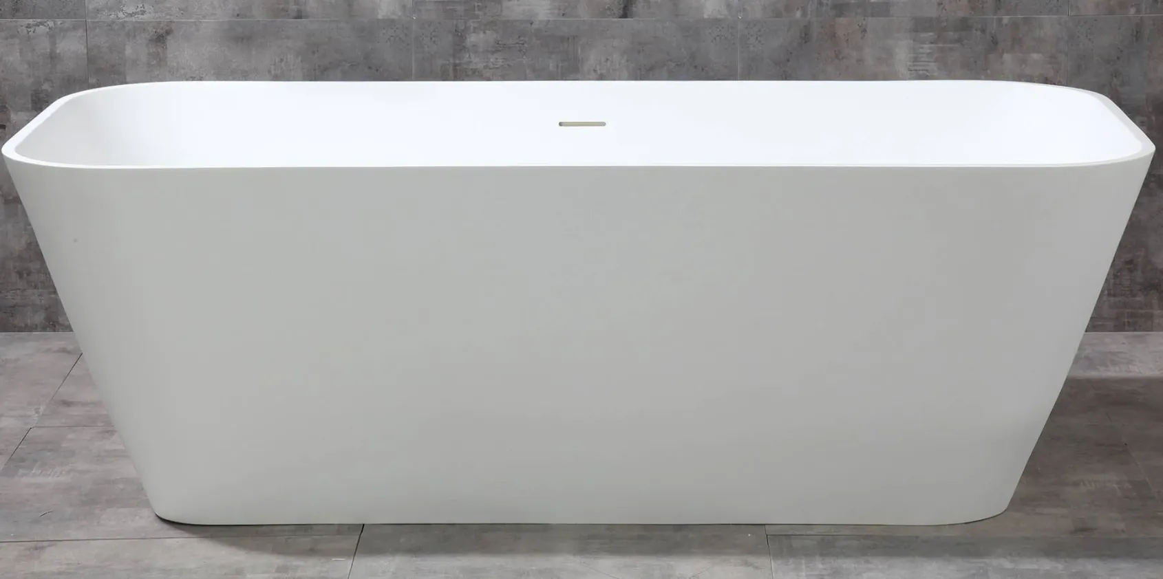 ALFI brand 68" Solid Surface Smooth Resin Free Standing Rectangle Soaking Bathtub, White Matte, AB9952