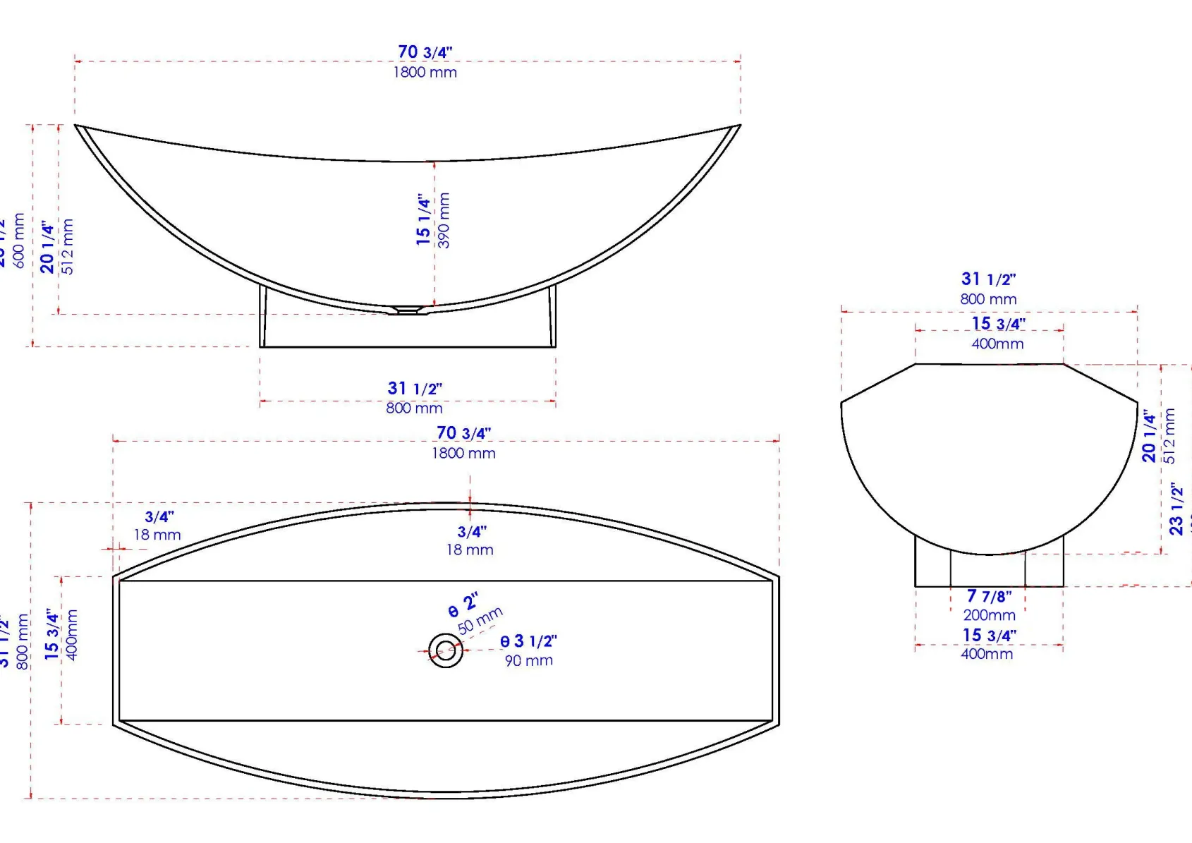 ALFI brand 71" Solid Surface Resin Free Standing Oval Bathtub, Hammock Style, White Matte, AB9991