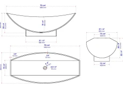 ALFI brand 71" Solid Surface Resin Free Standing Oval Bathtub, Hammock Style, Black Matte, AB9991BM