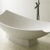 ALFI brand 71" Solid Surface Resin Free Standing Oval Bathtub, Hammock Style, White Matte, AB9992