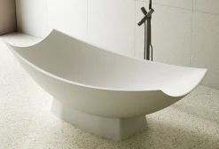 ALFI brand 71" Solid Surface Resin Free Standing Oval Bathtub, Hammock Style, White Matte, AB9992