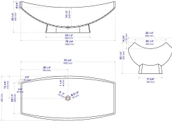 ALFI brand 71" Solid Surface Resin Free Standing Oval Bathtub, Hammock Style, White Matte, AB9992