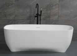 ALFI brand 68" Solid Surface Resin Free Standing Rectangle Bathtub, White Matte, AB9980