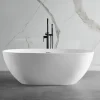 ALFI brand 59" Solid Surface Resin Free Standing Oval Soaking Bathtub, White, AB9975