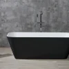 ALFI brand 68" Solid Surface Resin Free Standing Rectangle Soaking Bathtub, Black & White, AB9952BM