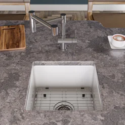ALFI brand 18" Square Fireclay Bar/Prep Sink, White, ABF1818S-W
