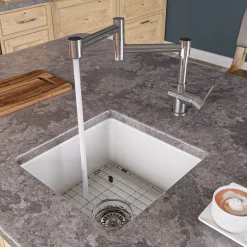 ALFI brand 18" Square Fireclay Bar/Prep Sink, White, ABF1818S-W