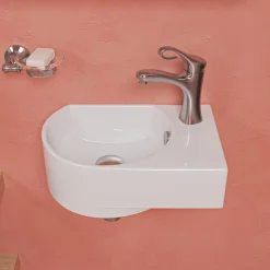 ALFI brand 16" x 10.63" Oval Wall Mount Porcelain Bathroom Sink, White, 1 Faucet Hole, ABC119