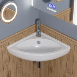 ALFI brand 22" x 18.63" Oval Wall Mount Porcelain Bathroom Sink, White, 1 Faucet Hole, ABC120
