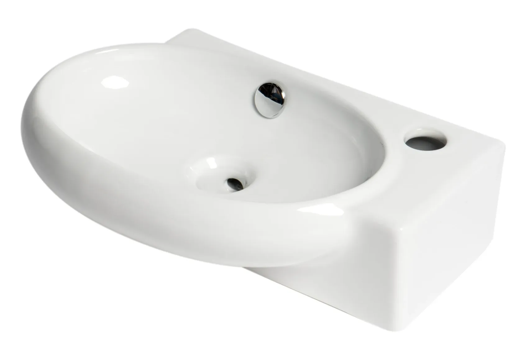 ALFI brand 16.75" x 10.38" Oval Wall Mount Porcelain Bathroom Sink, White, 1 Faucet Hole, ABC117