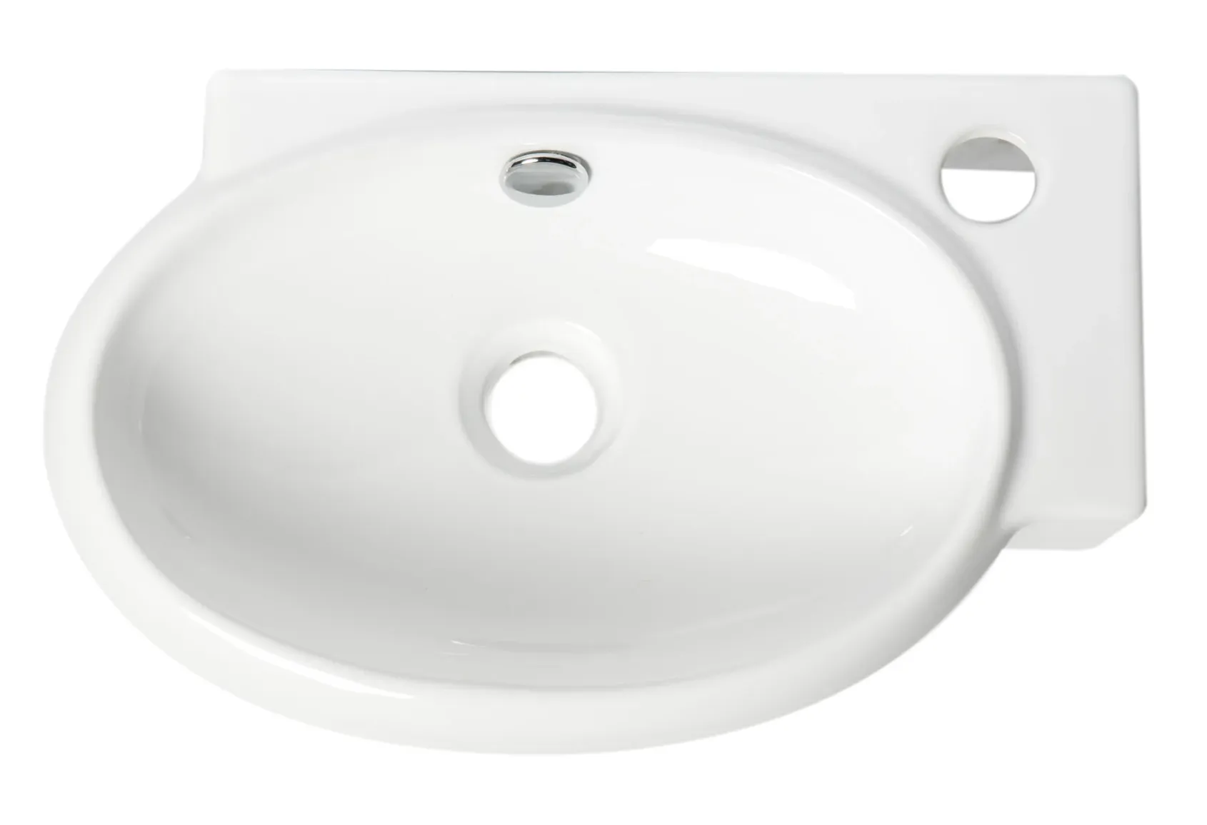 ALFI brand 16.75" x 10.38" Oval Wall Mount Porcelain Bathroom Sink, White, 1 Faucet Hole, ABC117