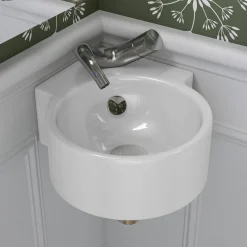 ALFI brand 17.38" x 12" Oval Wall Mount Porcelain Bathroom Sink, White, 1 Faucet Hole, ABC121