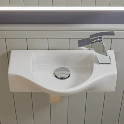 ALFI brand 17.75" x 9.88" Rectangle Wall Mount Porcelain Bathroom Sink, White, 1 Faucet Hole, ABC114