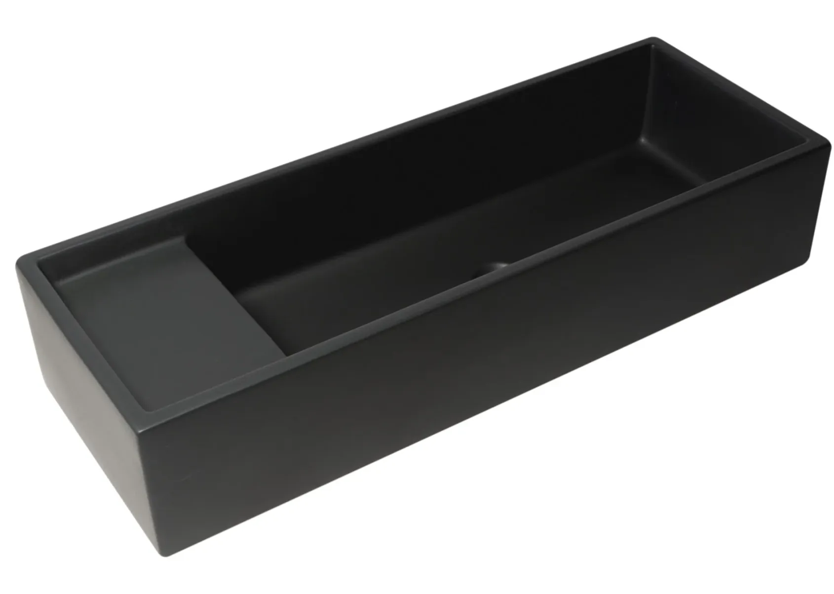 ALFI brand 39.4" x 14.6" Rectangle Above Mount or Semi Recessed Fireclay Bathroom Sink, Black Matte, No Faucet Hole, AB39TRBM