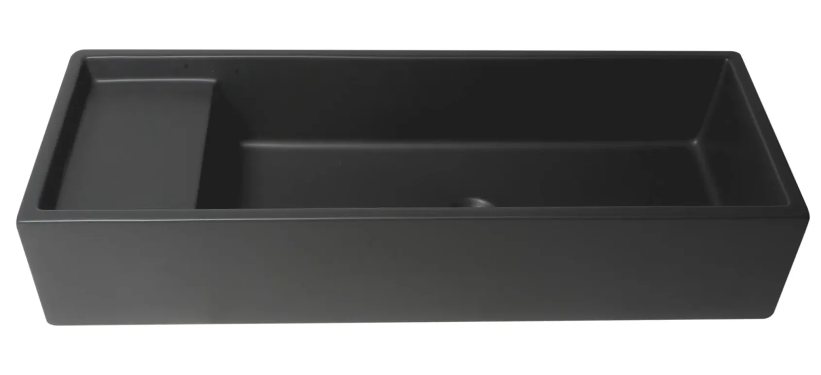 ALFI brand 39.4" x 14.6" Rectangle Above Mount or Semi Recessed Fireclay Bathroom Sink, Black Matte, No Faucet Hole, AB39TRBM
