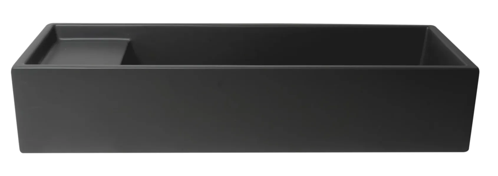 ALFI brand 39.4" x 14.6" Rectangle Above Mount or Semi Recessed Fireclay Bathroom Sink, Black Matte, No Faucet Hole, AB39TRBM