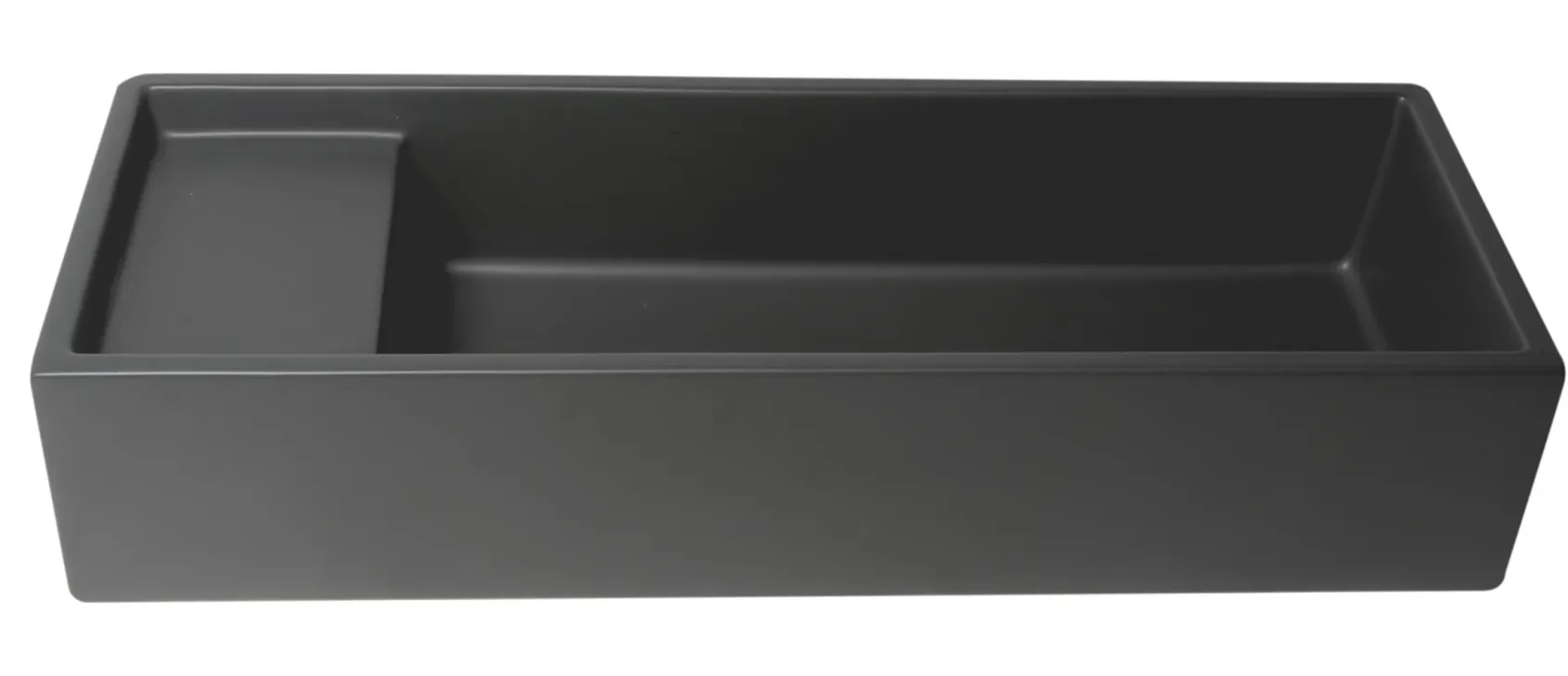 ALFI brand 39.4" x 14.6" Rectangle Above Mount or Semi Recessed Fireclay Bathroom Sink, Black Matte, No Faucet Hole, AB39TRBM