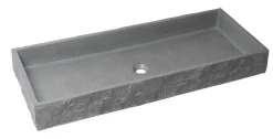 ALFI brand 39.6" x 15.6" Rectangle Above Mount or Semi Recessed Concrete Bathroom Sink, Gray Matte, No Faucet Hole, ABCO39TR