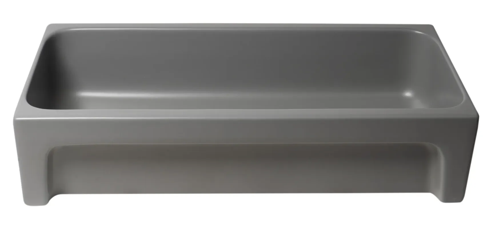 ALFI brand 35.5" x 17.75" Rectangle Above Mount or Semi Recessed Fireclay Bathroom Sink, Gray Matte, No Faucet Hole, AB36TRGM