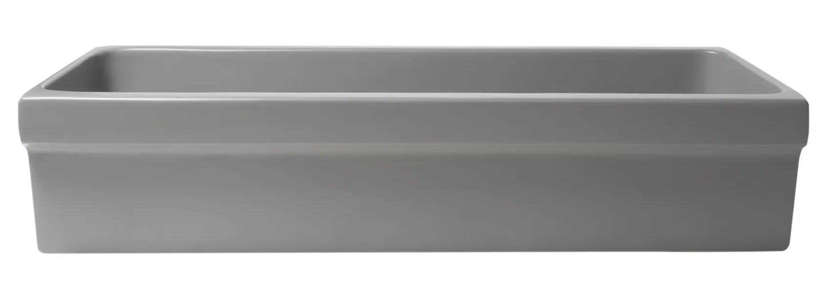 ALFI brand 35.5" x 17.75" Rectangle Above Mount or Semi Recessed Fireclay Bathroom Sink, Gray Matte, No Faucet Hole, AB36TRGM