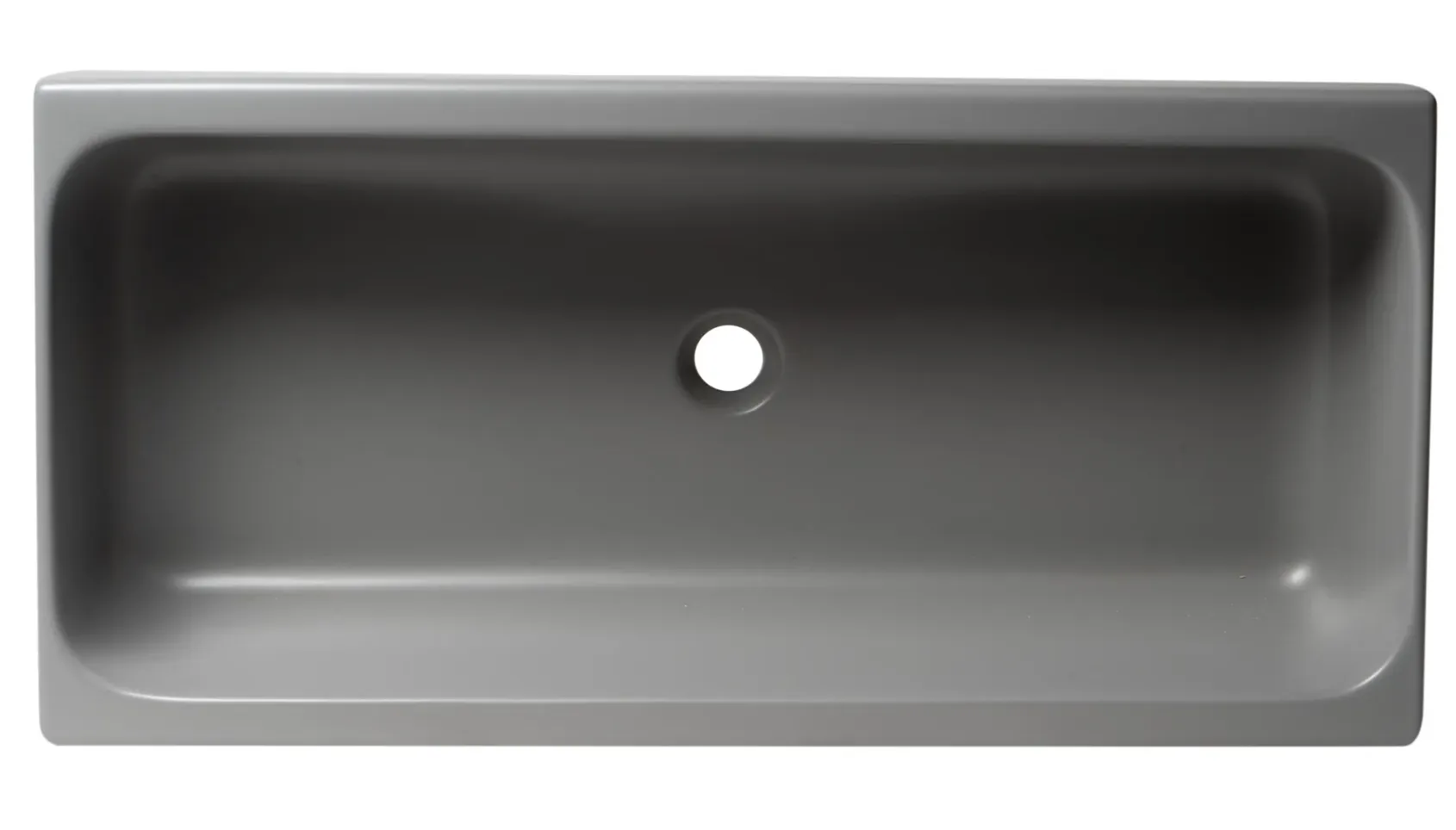 ALFI brand 35.5" x 17.75" Rectangle Above Mount or Semi Recessed Fireclay Bathroom Sink, Gray Matte, No Faucet Hole, AB36TRGM