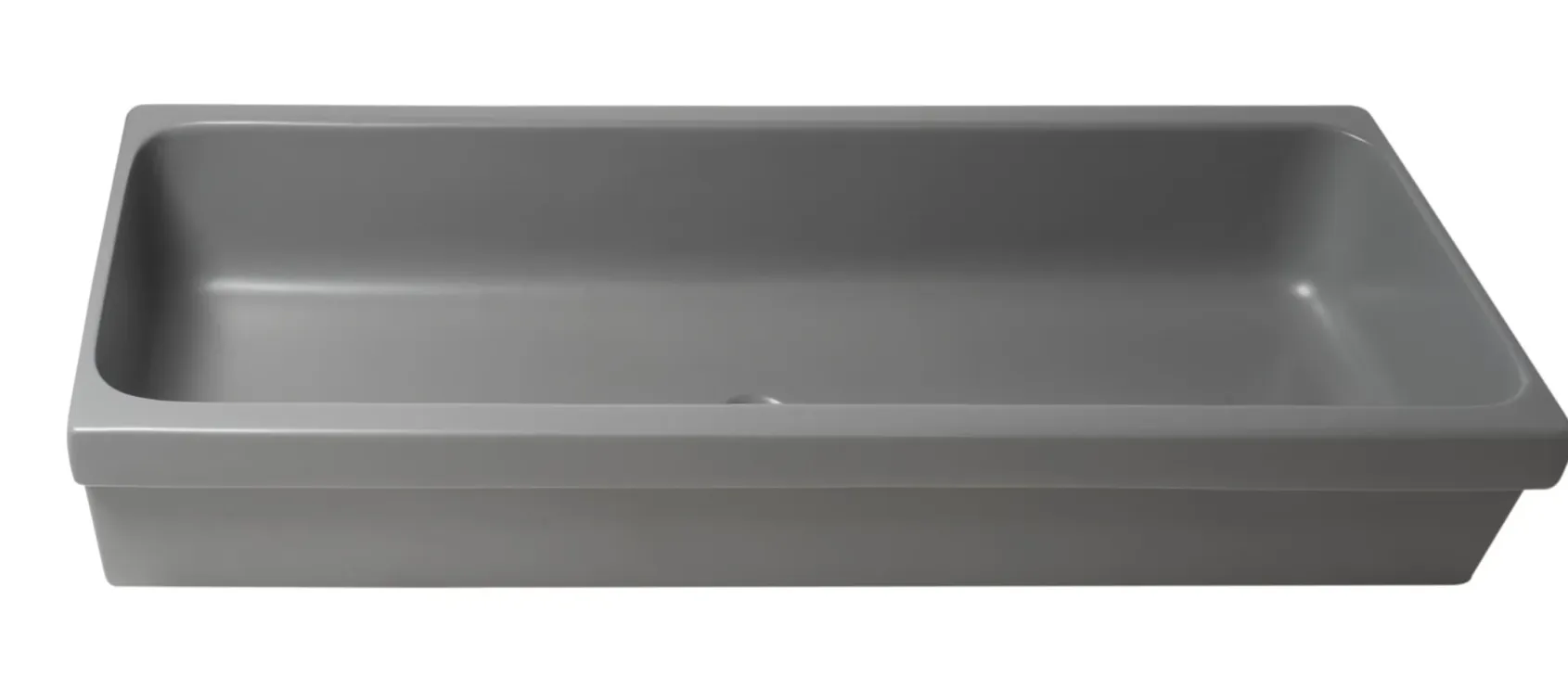 ALFI brand 47.4" x 17.75" Rectangle Above Mount or Semi Recessed Fireclay Bathroom Sink, Gray Matte, No Faucet Hole, AB48TRGM