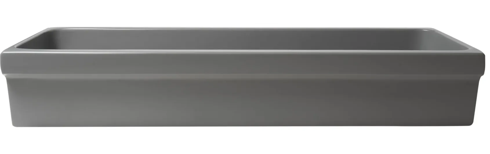 ALFI brand 47.4" x 17.75" Rectangle Above Mount or Semi Recessed Fireclay Bathroom Sink, Gray Matte, No Faucet Hole, AB48TRGM