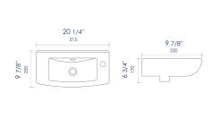ALFI brand 20.25" x 9.88" Rectangle Wall Mount Porcelain Bathroom Sink, White, 1 Faucet Hole, ABC115