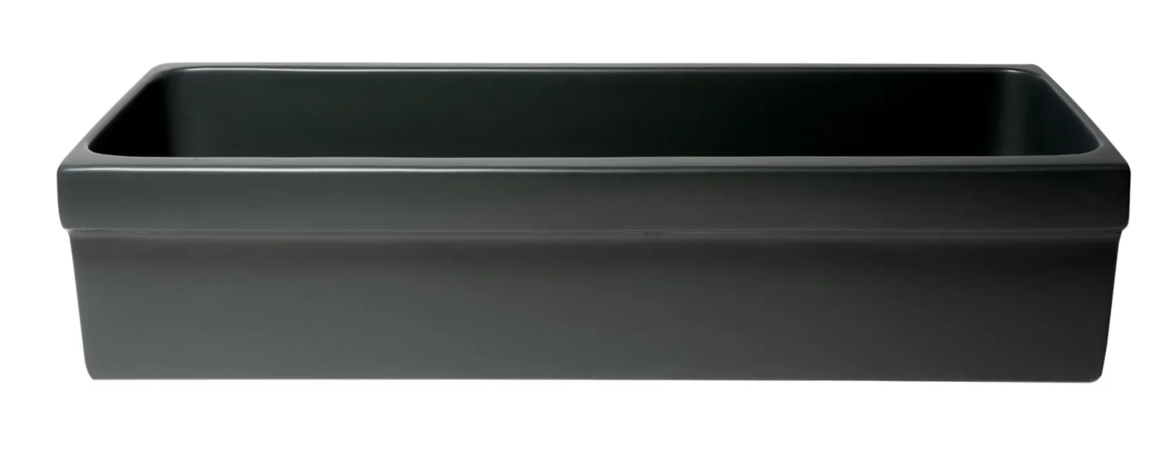 ALFI brand 35.5" x 17.75" Rectangle Above Mount or Semi Recessed Fireclay Bathroom Sink, Black Matte, No Faucet Hole, AB36TRBM