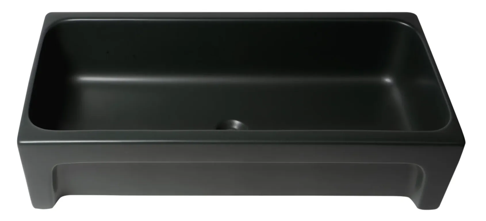 ALFI brand 35.5" x 17.75" Rectangle Above Mount or Semi Recessed Fireclay Bathroom Sink, Black Matte, No Faucet Hole, AB36TRBM