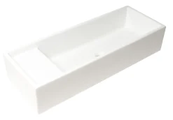 ALFI brand 39.4" x 14.6" Rectangle Above Mount or Semi Recessed Fireclay Bathroom Sink, White, No Faucet Hole, AB39TR