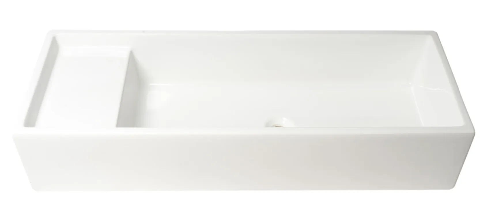 ALFI brand 39.4" x 14.6" Rectangle Above Mount or Semi Recessed Fireclay Bathroom Sink, White, No Faucet Hole, AB39TR