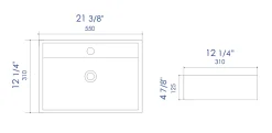 ALFI brand 21.38" x 12.25" Rectangle Wall Mount Porcelain Bathroom Sink, White, 1 Faucet Hole, ABC122
