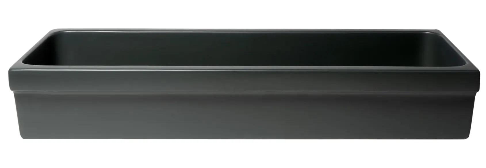 ALFI brand 47.4" x 17.75" Rectangle Above Mount or Semi Recessed Fireclay Bathroom Sink, Black Matte, No Faucet Hole, AB48TRBM