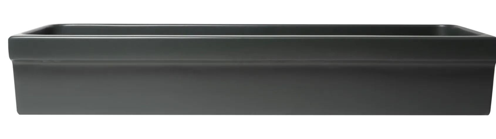 ALFI brand 47.4" x 17.75" Rectangle Above Mount or Semi Recessed Fireclay Bathroom Sink, Black Matte, No Faucet Hole, AB48TRBM