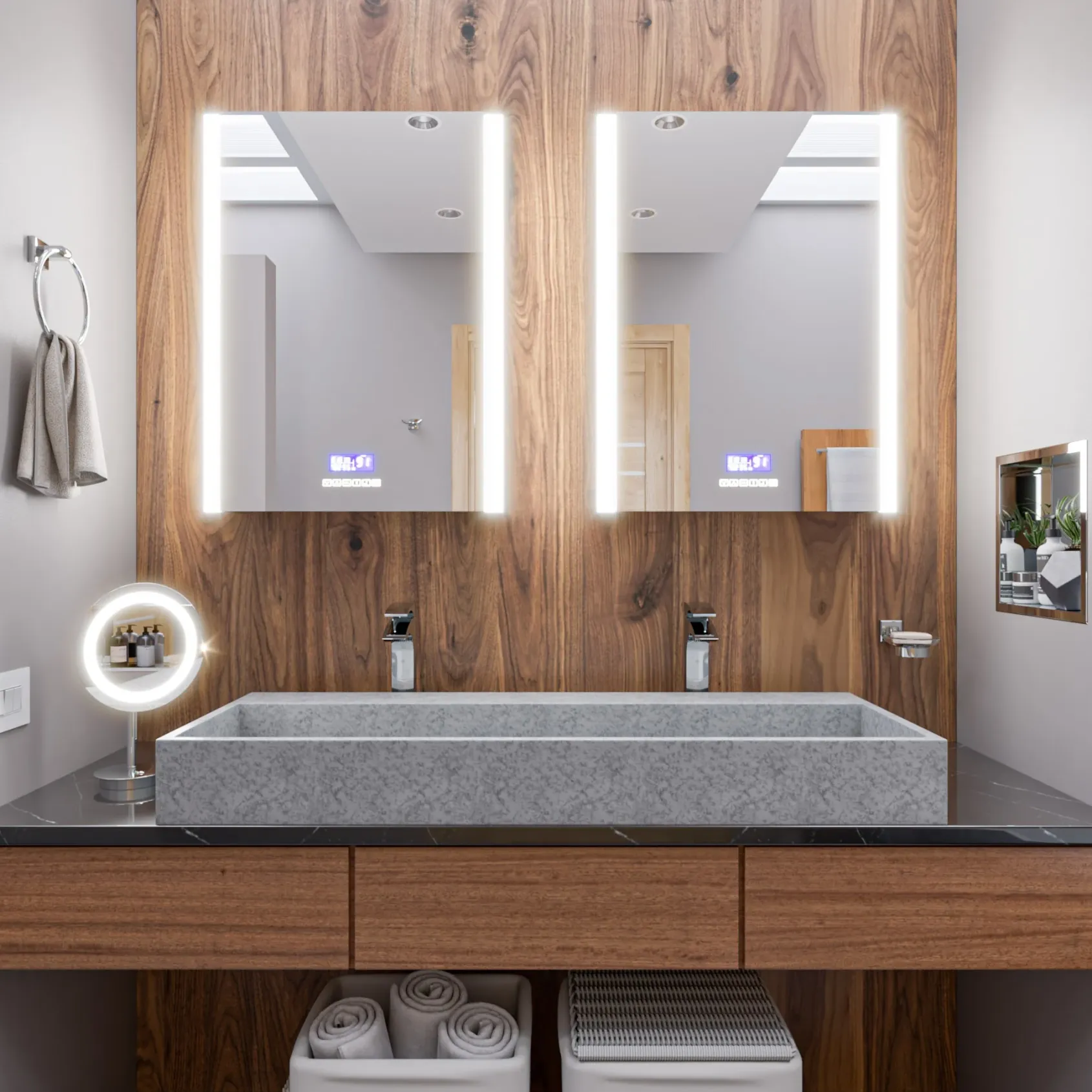 ALFI brand 48" x 18" Rectangle Above Mount or Semi Recessed Concrete Bathroom Sink, Gray Matte, No Faucet Hole, ABCO48TR