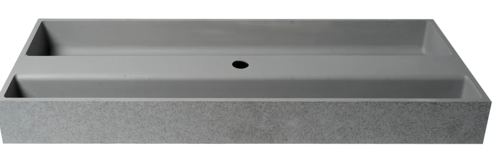 ALFI brand 48" x 18" Rectangle Above Mount or Semi Recessed Concrete Bathroom Sink, Gray Matte, No Faucet Hole, ABCO48TR