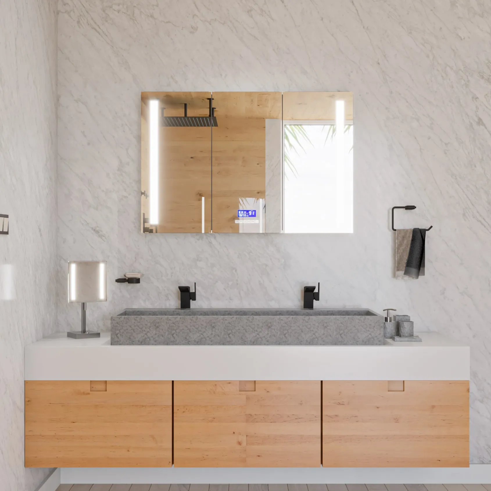 ALFI brand 48" x 18" Rectangle Above Mount or Semi Recessed Concrete Bathroom Sink, Gray Matte, No Faucet Hole, ABCO48TR