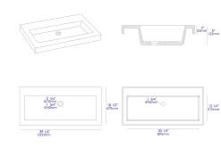ALFI brand 39.25" x 18.5" Rectangle Above Mount or Semi Recessed Concrete Bathroom Sink, Gray Matte, No Faucet Hole, ABCO40TR