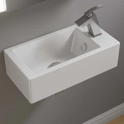 ALFI brand 19.75" x 10" Rectangle Wall Mount Porcelain Bathroom Sink, White, 1 Faucet Hole, ABC116