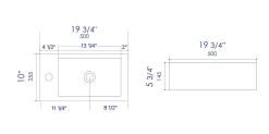 ALFI brand 19.75" x 10" Rectangle Wall Mount Porcelain Bathroom Sink, White, 1 Faucet Hole, ABC116