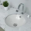 ALFI brand 16.88" x 16.88" Round Under Mount Porcelain Bathroom Sink, White, No Faucet Hole, ABC601