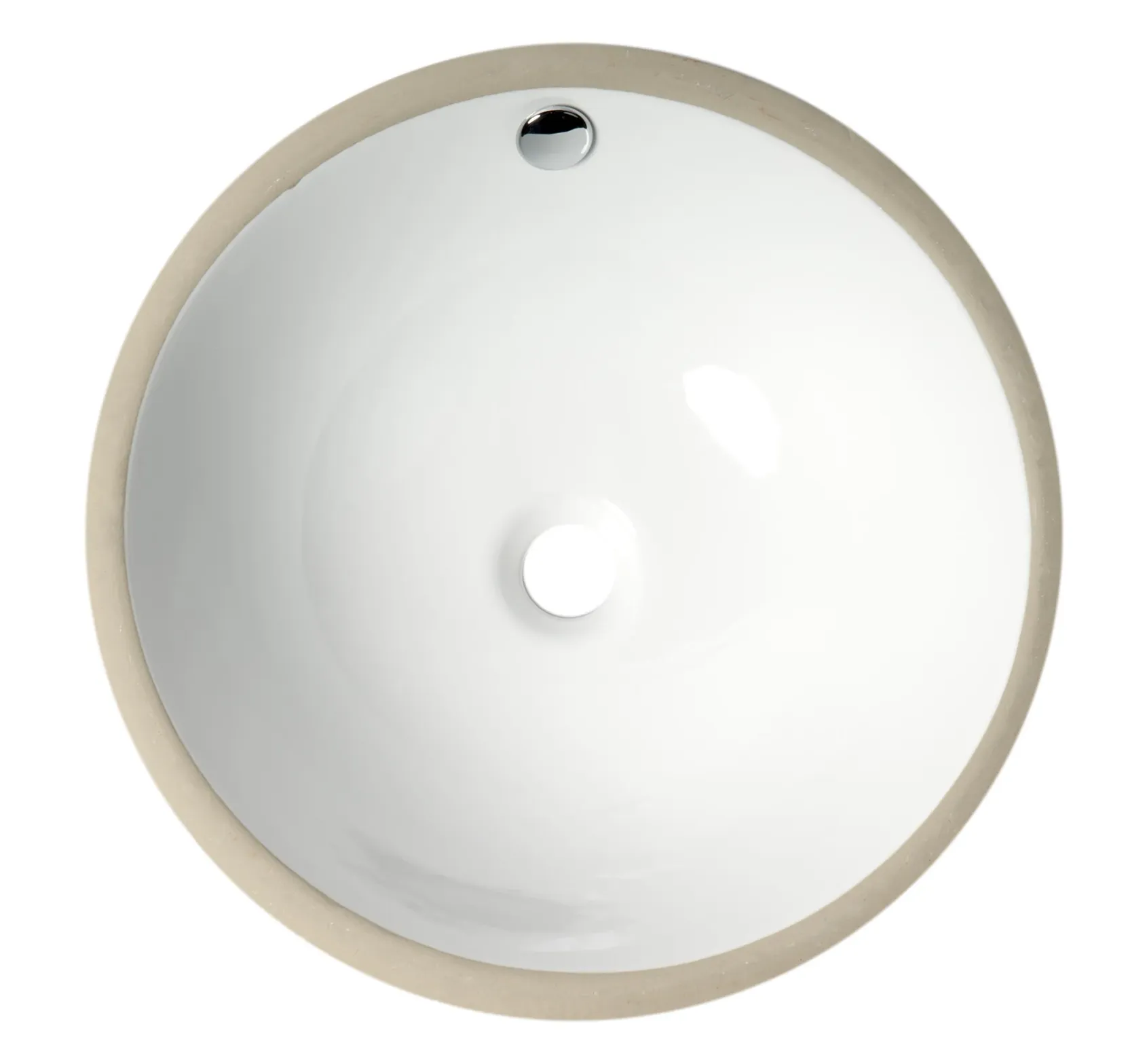 ALFI brand 16.88" x 16.88" Round Under Mount Porcelain Bathroom Sink, White, No Faucet Hole, ABC601