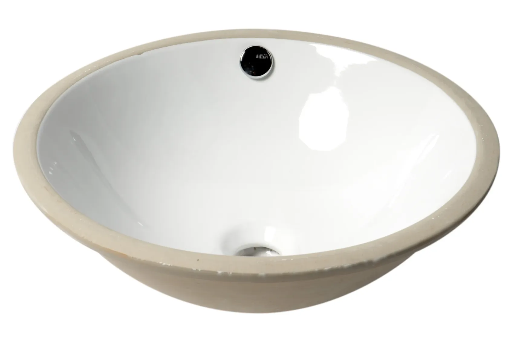 ALFI brand 16.88" x 16.88" Round Under Mount Porcelain Bathroom Sink, White, No Faucet Hole, ABC601