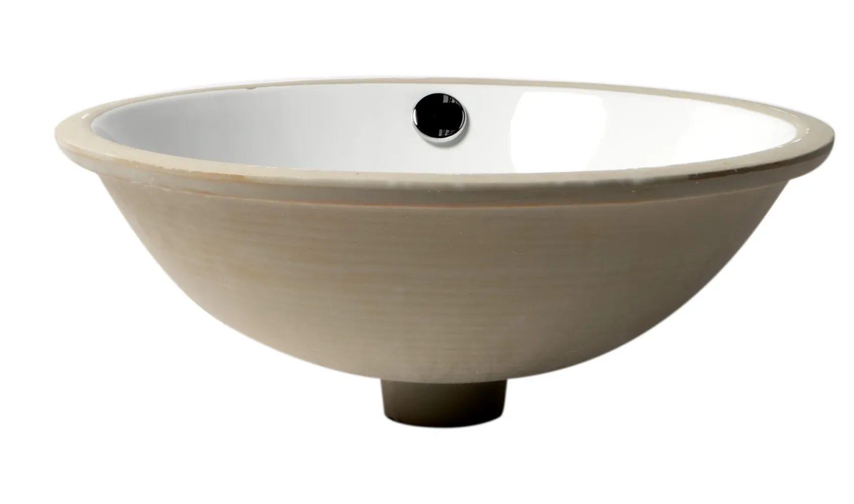 ALFI brand 16.88" x 16.88" Round Under Mount Porcelain Bathroom Sink, White, No Faucet Hole, ABC601